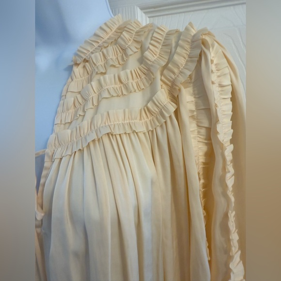 NWOT Ulla Johnson Cream Ruffled Long Sleeve Blouse Size 8/M - Picture 5 of 9